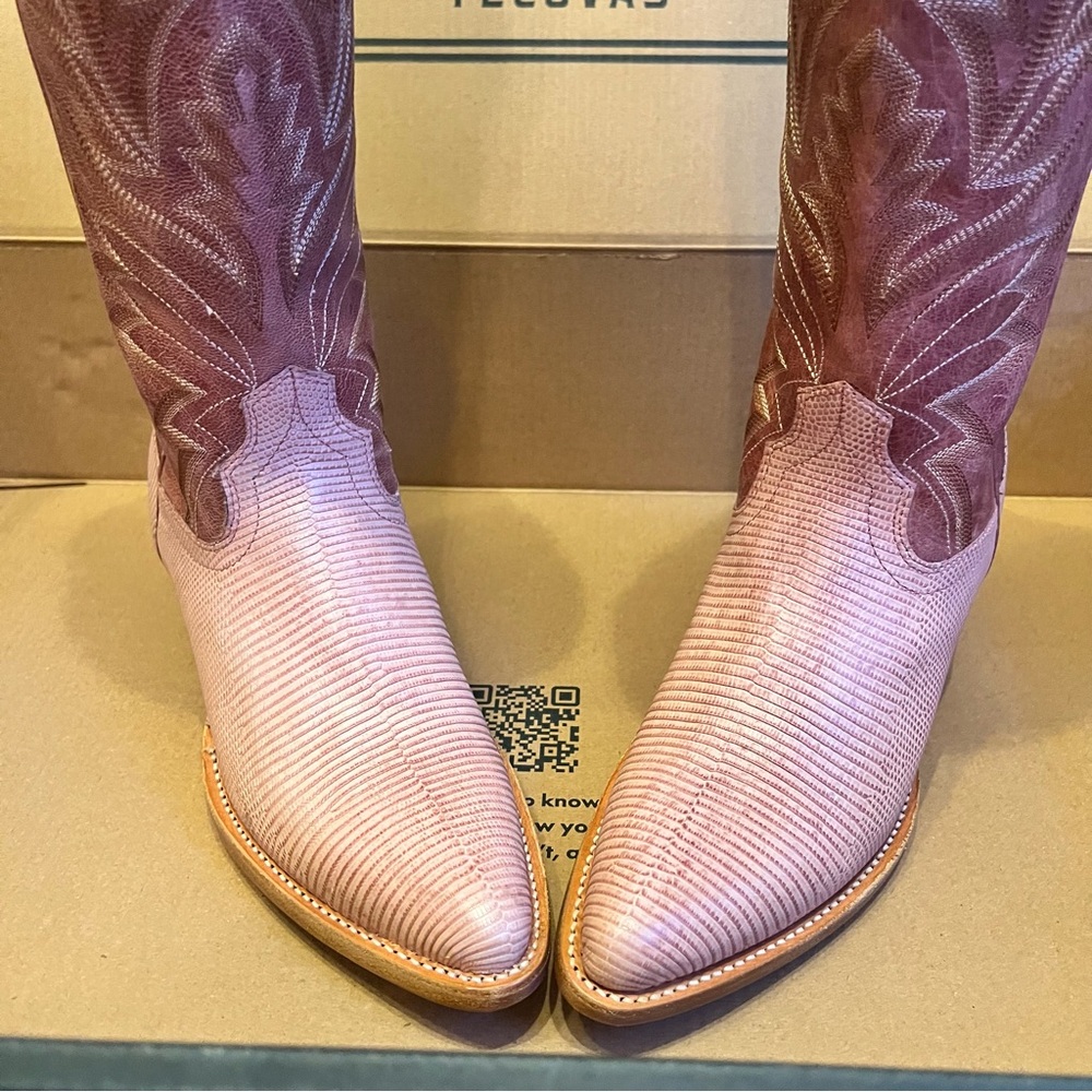 New In Box Tecovas The Abby Pink Frost Lizard Cowgirl Boots - Picture 6 of 7
